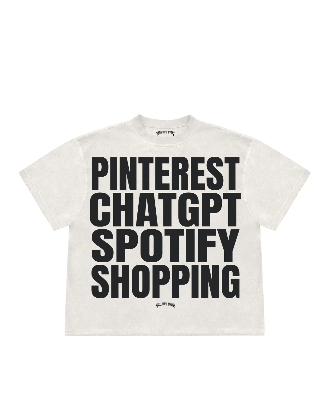 Camisa Pinterest, ChatGPT, Spotify, Shopping