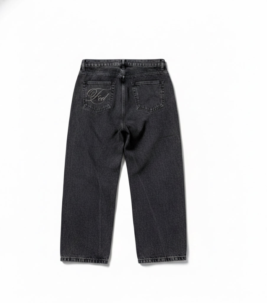 Calça Baggy Jeans preta estonada